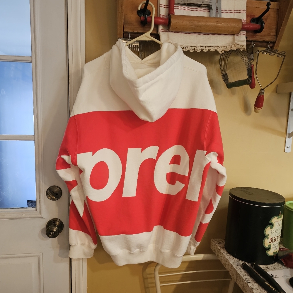 Supreme Bold Red and White Hoodie